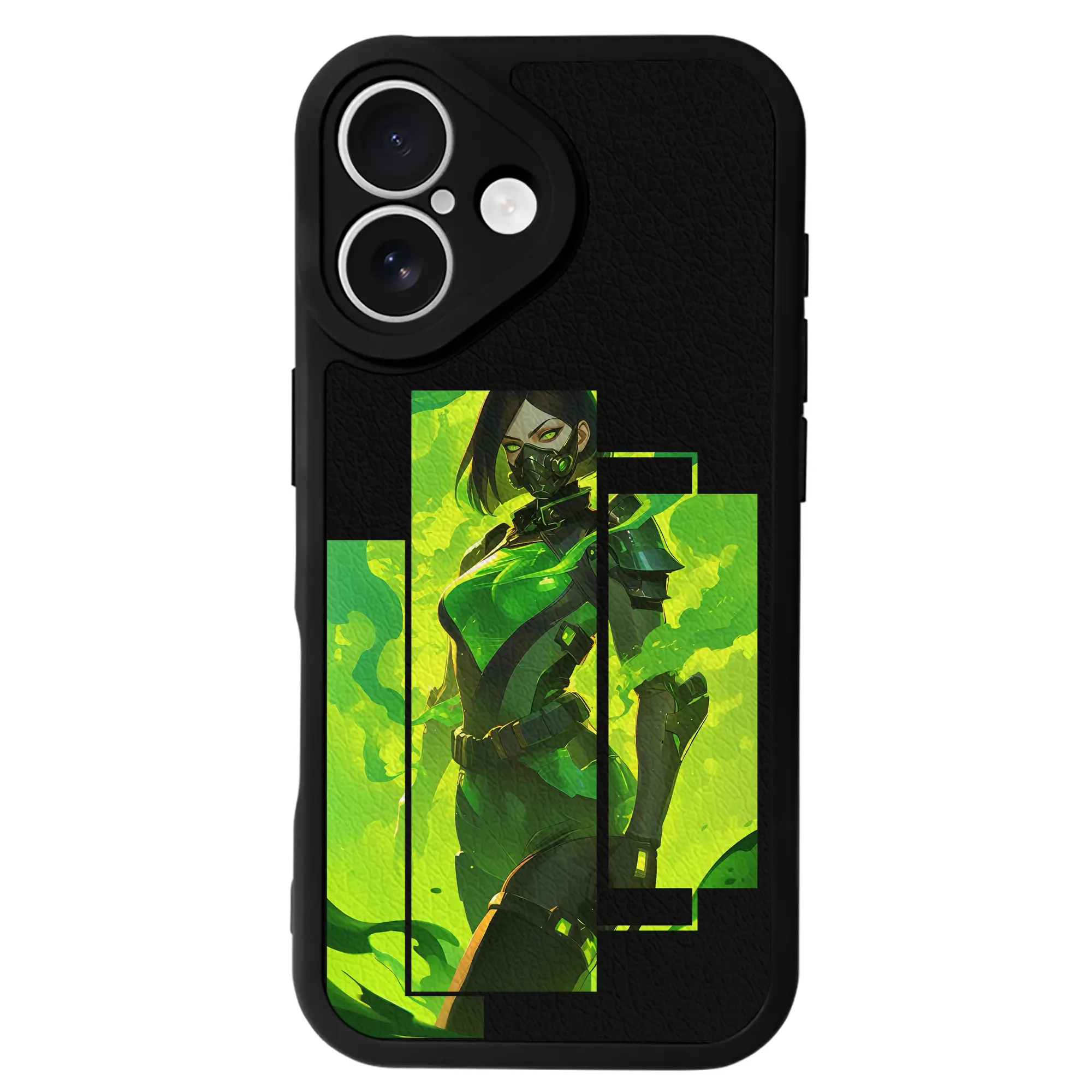 VALORANT グッズ,ヴァイパー - IPhone 16シリーズ対応 ・ シリコンスマホケース ・ レザー調 ・ 高精度フィット ・ 耐衝撃 ・ ワイヤレス充電対応 ・ 精密カット